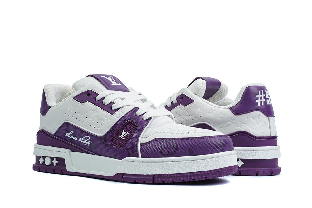 Pkgod Louis Vuitton Trainer White Purple Monogram retail materials ready to ship